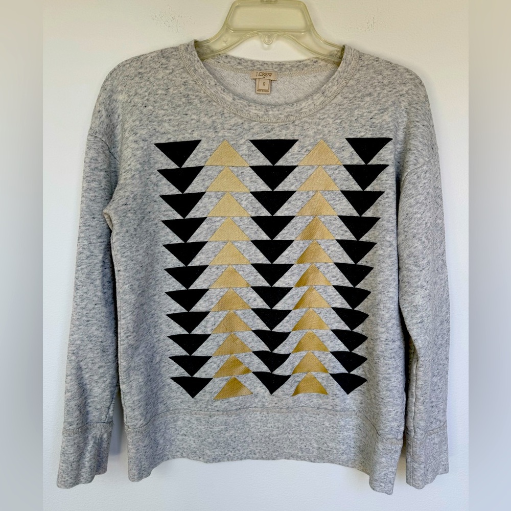 J. Crew Crewneck Sweatshirt with Black and Gold Geometric Design- Small